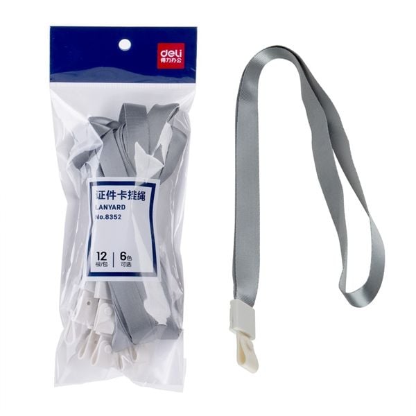 8352 Dây đeo thẻ(đầu nhựa) Màu xám DELI