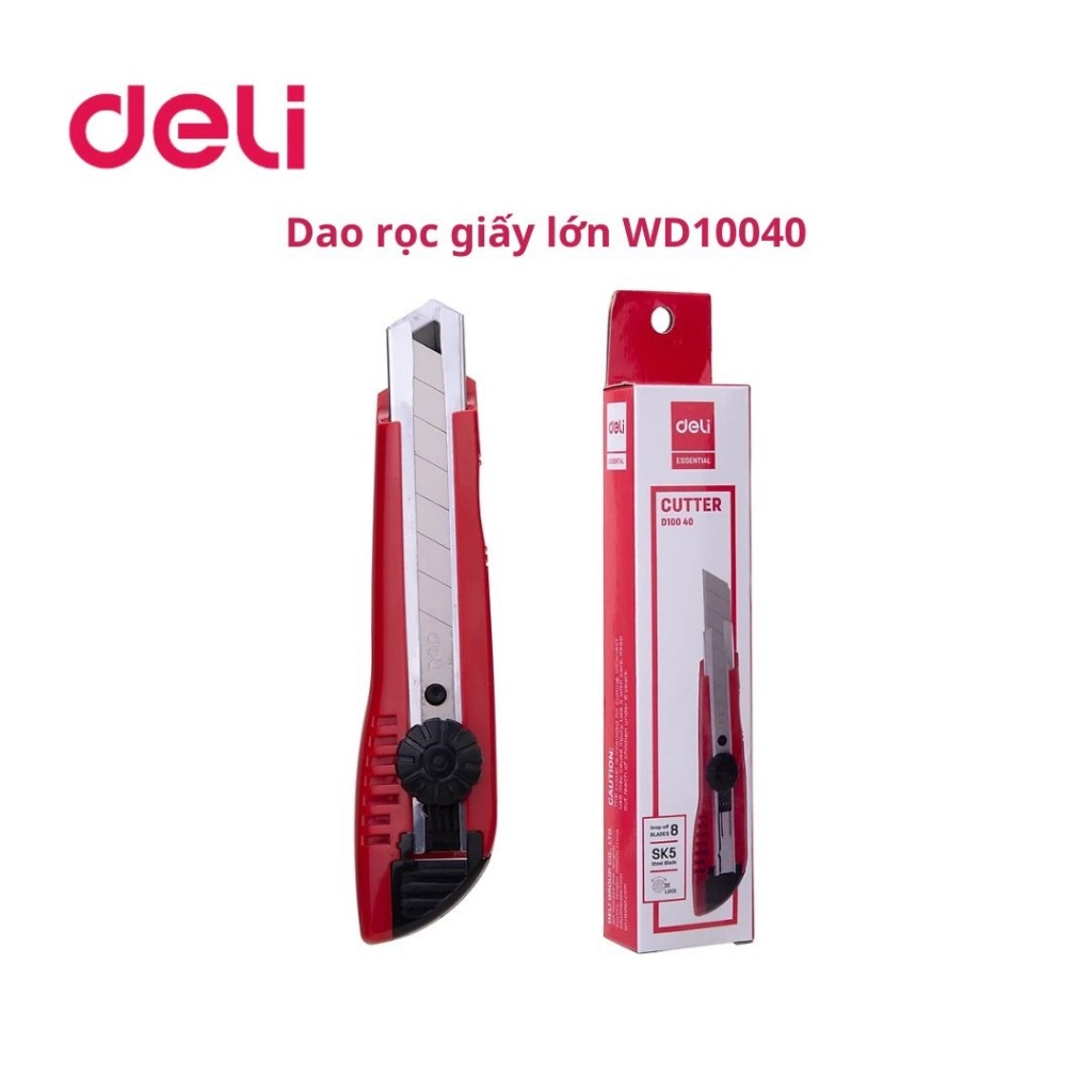 WD10040_Dao rọc giấy_Màu đỏ Deli
